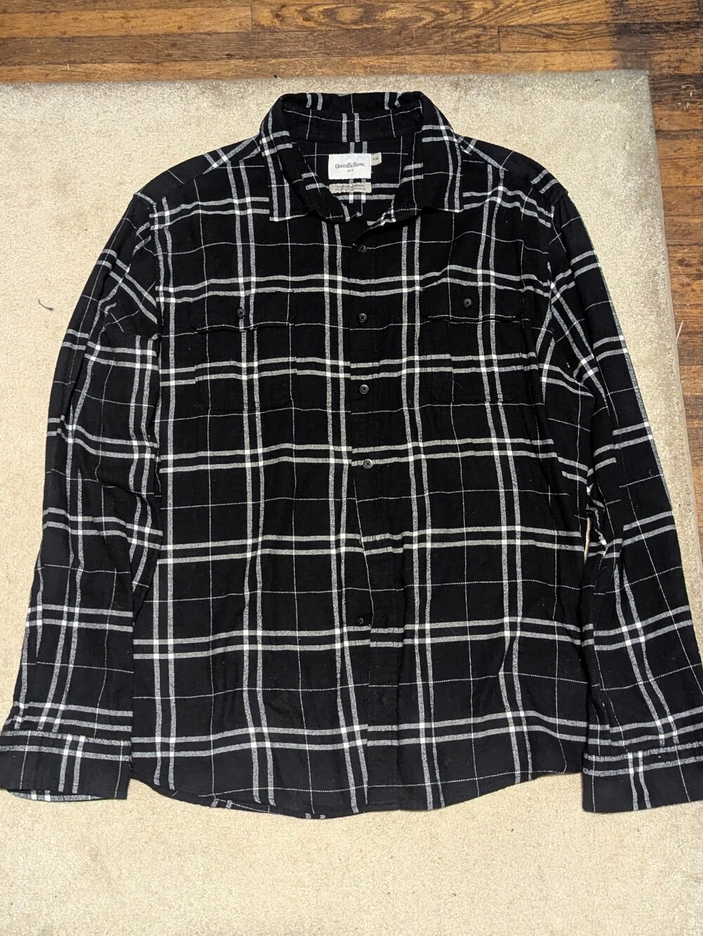 Goodfellow & Co Flannel Shirt Black & White Size XXL Mens